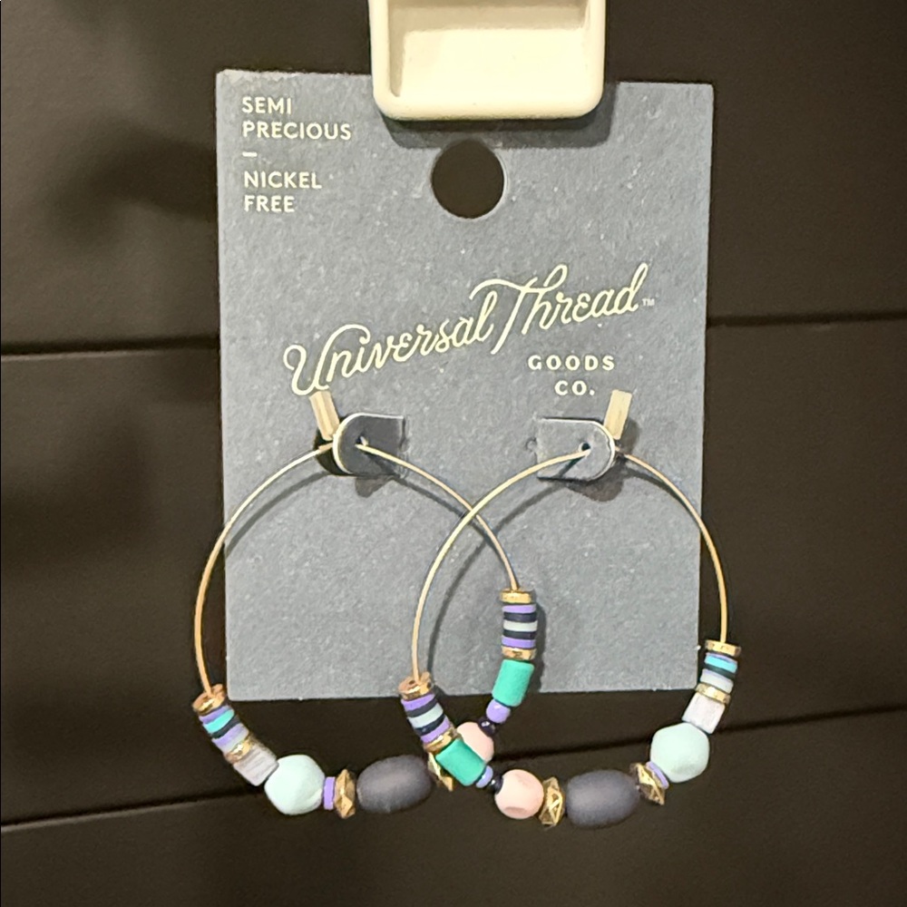 Universal Thread Colorful Beaded Hoop Earrings